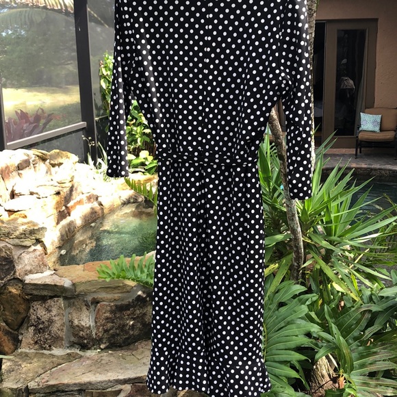 Ruffle hem, 3/4 sleeve polka dot dress - Picture 4 of 4